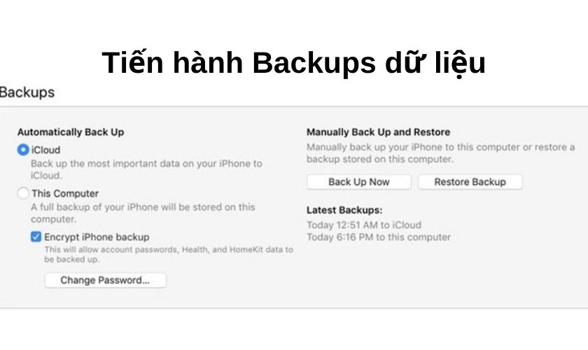 Nhấn "Restore Backup"
