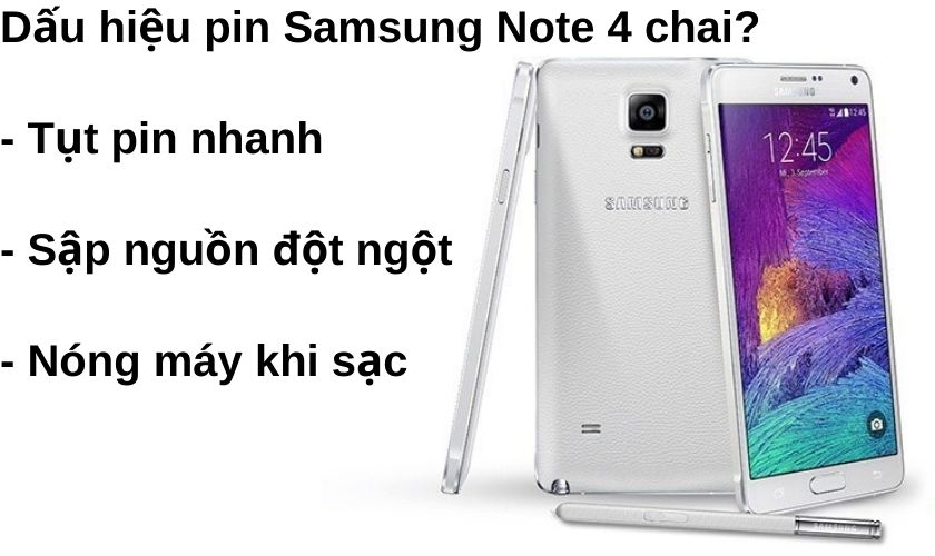 Dấu hiệu pin Samsung Note 4 bị chai?