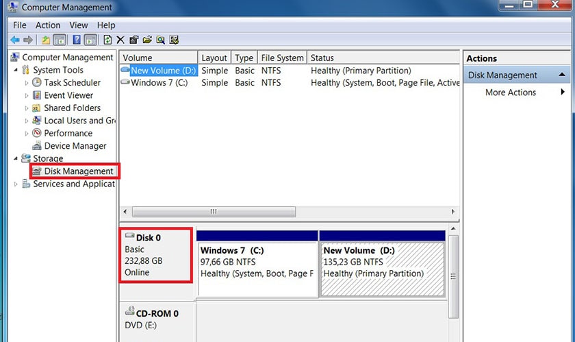 kiểm tra dung lượng ổ SSD trên Disk Management