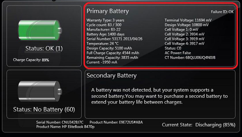 Phần mềm quản lý pin laptop HP Battery Check