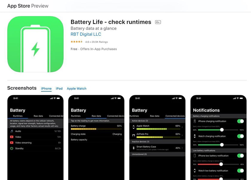 Kiểm tra bằng ứng dụng Battery Life