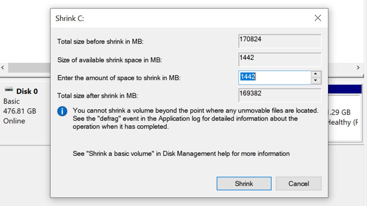 Sử dụng công cụ Disk Management