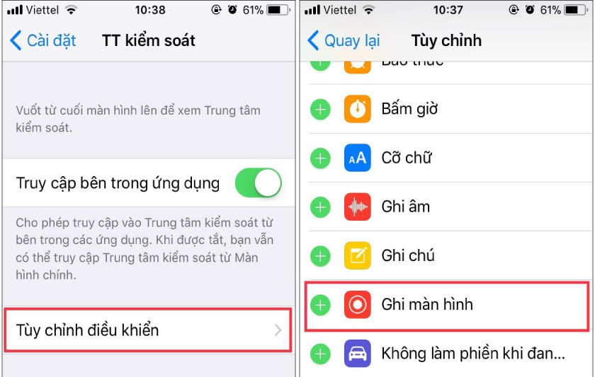 Vào Tùy chỉnh điều khiển