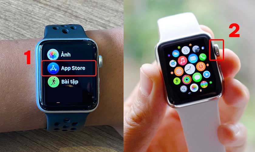 thao tác mở ứng dụng zalo trên app store của apple watch