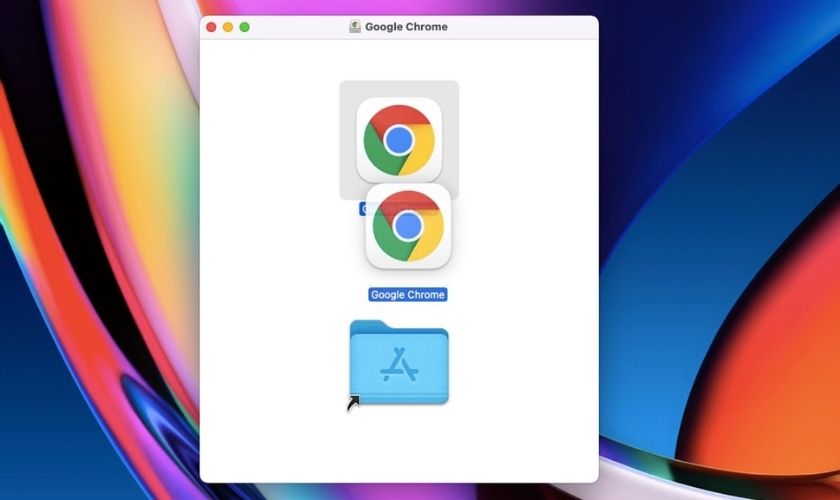 Kéo biểu tượng Chrome và biểu tượng Applications