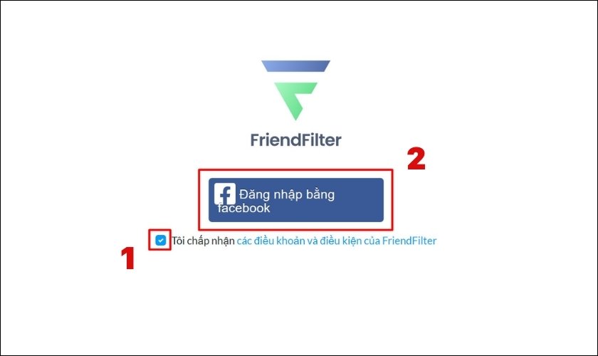 Đồng ý với các điều khoản sử dụng của FriendFilter for Facebook