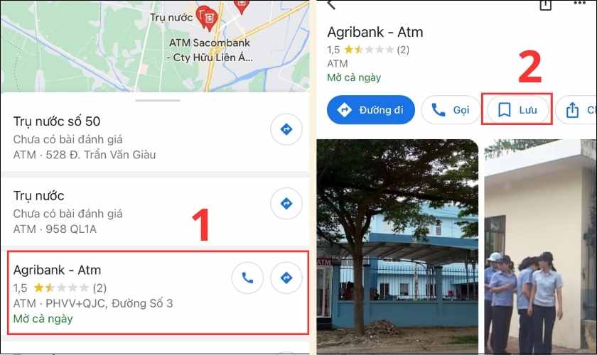 Cách lưu kết quả tìm cây ATM gần đây nhất bằng Google Maps
