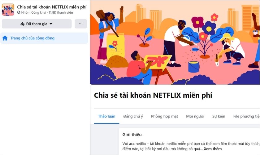 Group Facebook chia sẻ tài khoản Netflix free 2023