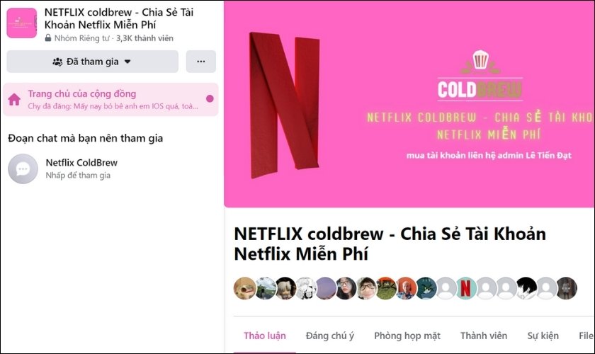 Group Netflix coldbrew chia sẻ tài khoản Netflix free 2023