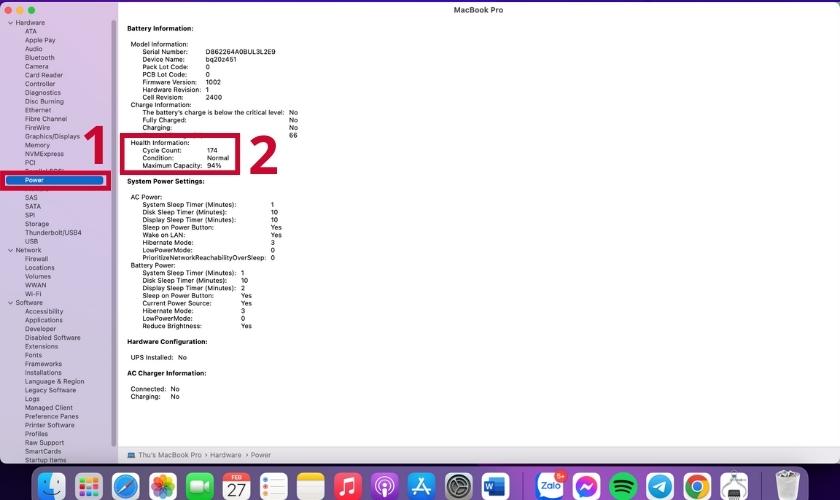 Thông báo về dung lượng pin của Mac 
