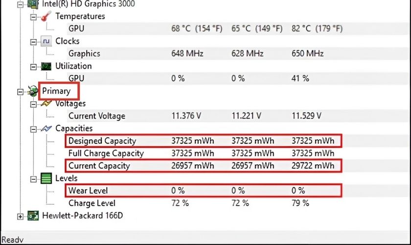 Check tình trạng pin laptop bằng phần mềm HWMonitor