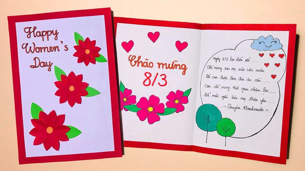 Sử dụng hình ảnh hoa để vẽ thiệp 8/3